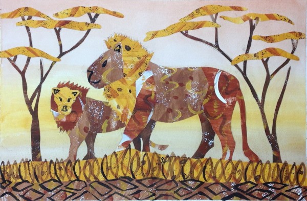 Level V-Lesson 5: The Lion Collage from Kenya (Online Art Lessons for Kids | ArtAchieve)