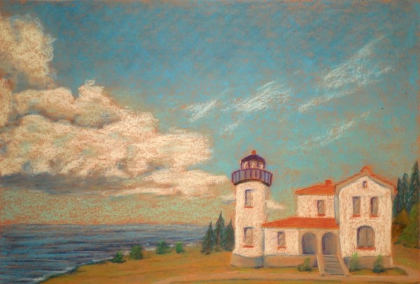 Level V-Lesson 8: The Whidbey Island Lighthouse With Clouds (Online Art Lessons for Kids | ArtAchieve)